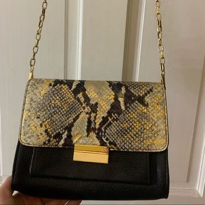 Black Crossbody with snakeskin flap